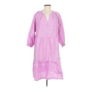 J. Jill‎ Love Linen Dress Women's Medium Pink Purple Tiered Mother of Pearl